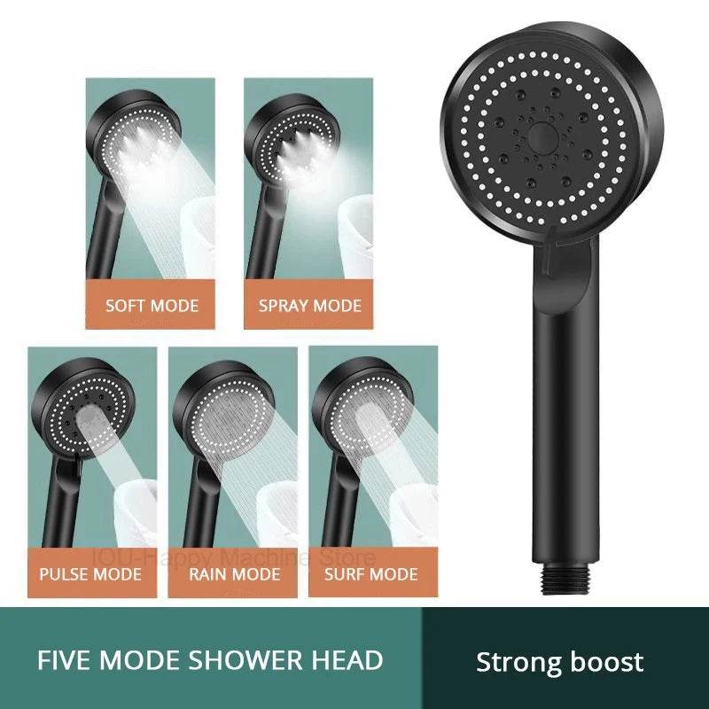 HydroPro™ Shower Head - 5-Mode Black - Savor Collective Inc.